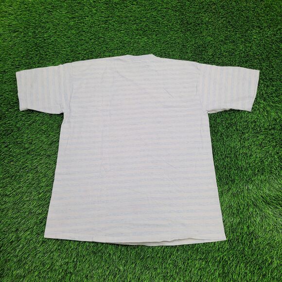 Vintage 90s Myrtle Beach Stripes Shirt Women L/XL 21x27 Blue - Picture 2 of 14